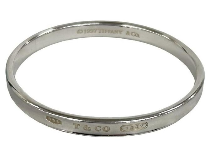 Tiffany & Co. Silver 925 Logo Engraved Narrow Bangle
