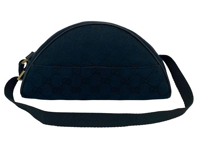 Gucci GG Canvas Muster Leder Mini Handtasche Schwarz Marineblau