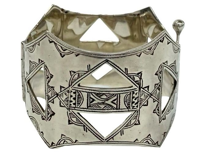 Hermès Pulseira charm Touareg em prata Hermes
