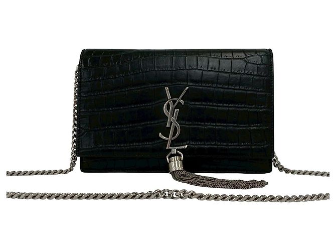 Mini borsa a tracolla in pelle nera Yves Saint Laurent Nero
