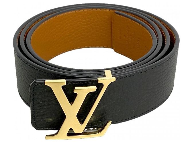Cinturón reversible de piel Taurillon Louis Vuitton Castaño Negro