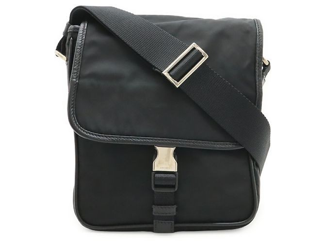 Borsa a tracolla in nylon e pelle Prada Nero