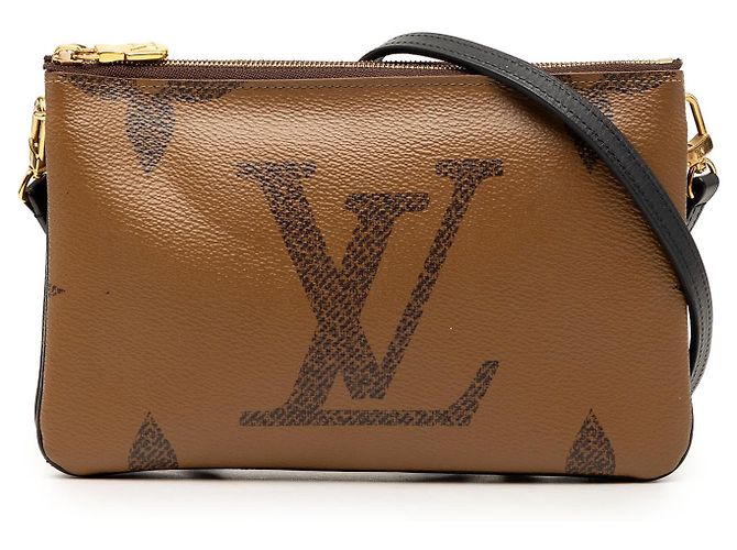 Pochette Louis Vuitton Brown Monogram Giant Reverse Double Zip Marrone