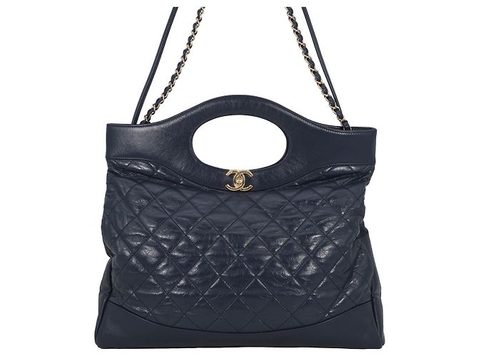 Bolsa de Alça de Corrente Chanel Azul marinho