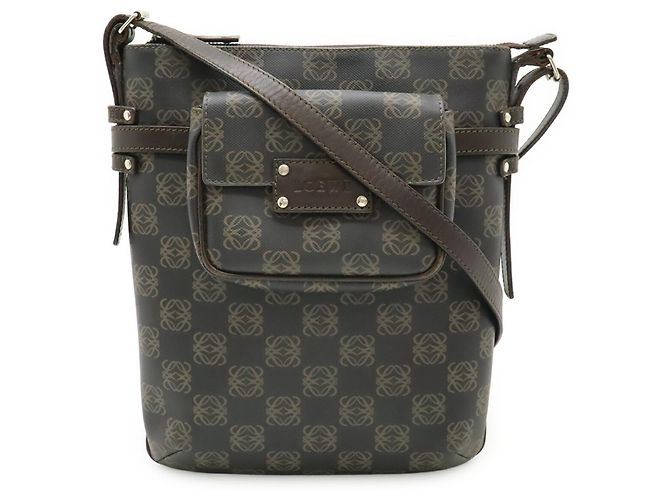 Borsa a tracolla Loewe Repeat Anagram Nero Marrone scuro