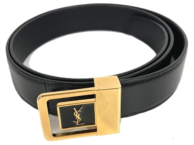 Ceinture en cuir noir Yves Saint Laurent 