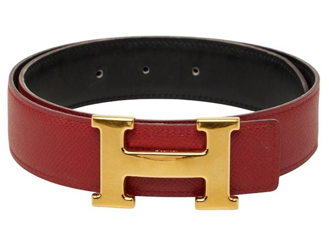 Hermès Hermes Constance H-belt avec design réversible Noir Rouge