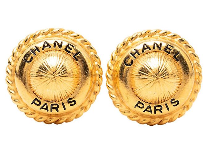 Orecchini Chanel Vintage Round Clip D'oro