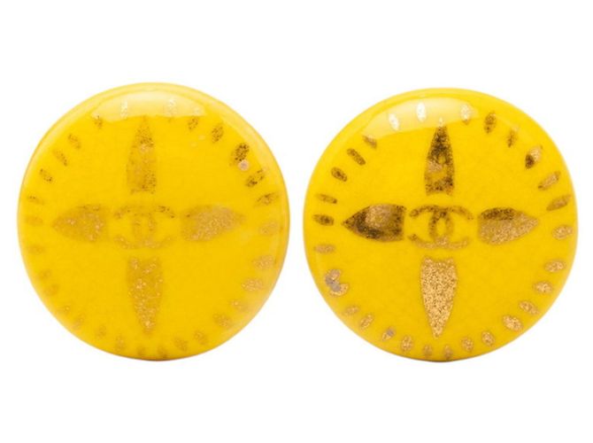 Orecchini a clip rotondi Chanel Coco Mark Vintage D'oro Giallo