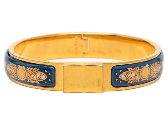 Hermès Pulsera Charm Hermes Email PM Cloisonné Azul Dorado