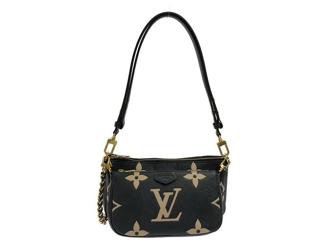 Louis Vuitton Bicolor Monogram Empreinte Multi Pochette Accessoires M45777 Noir Beige