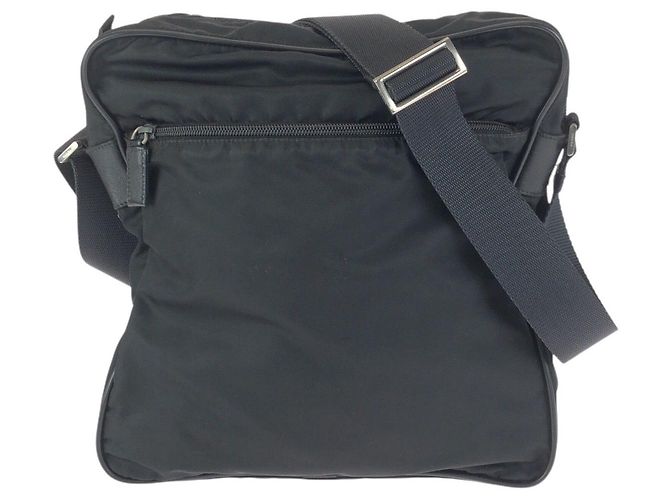 Borsa a tracolla in nylon Prada Tessuto con logo triangle Nero