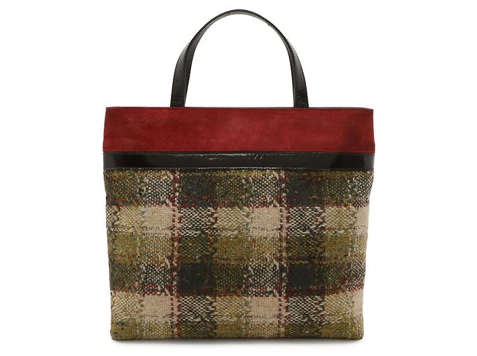 Bolsa Tote de camurça e lã com estampa Check da Burberry Vermelho