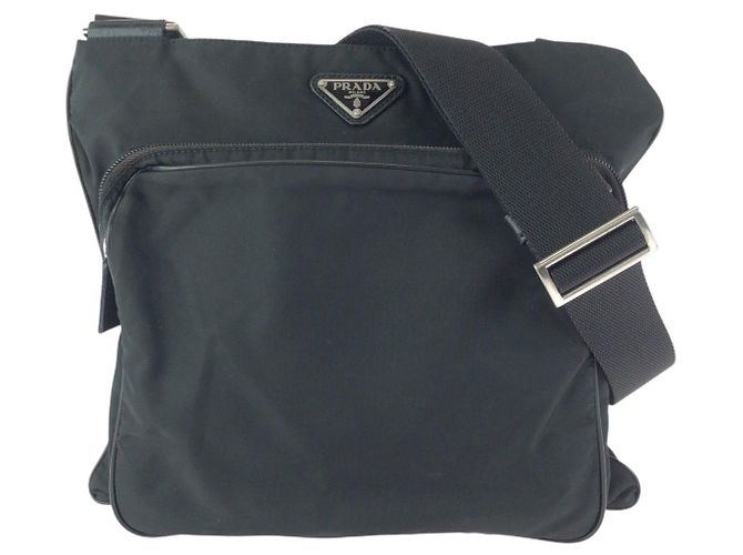 Sac à bandoulière Prada Nylon Tessuto Triangle Logo Noir