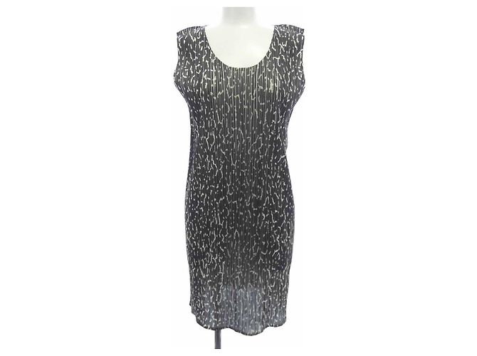 Autre Marque Tunika-Kleid Pleats Please Schwarz Weiß