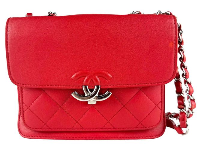Borsa a tracolla in pelle rossa Chanel Rosso