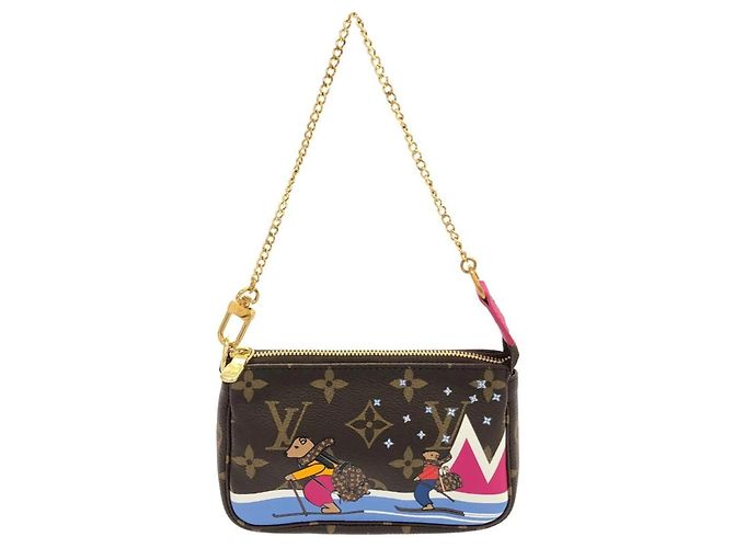 Louis Vuitton Monogram Mini Pochette Accessoires Braun