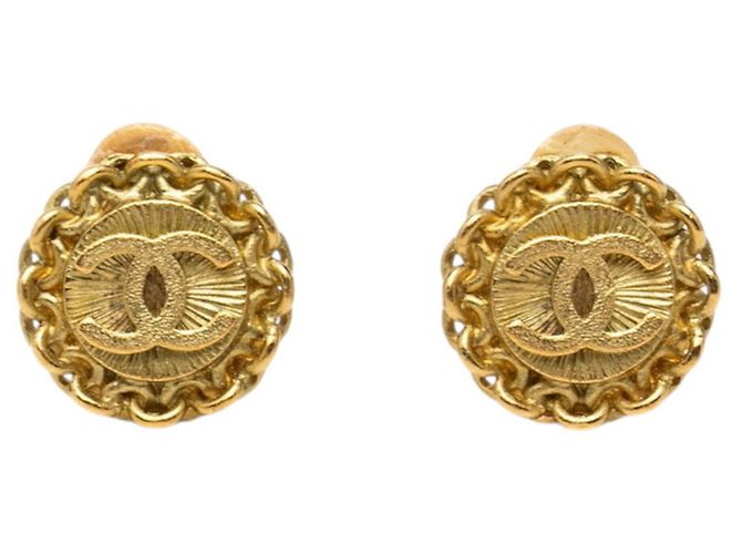 Chanel Coco Mark Vintage Clip-Ohrringe Golden