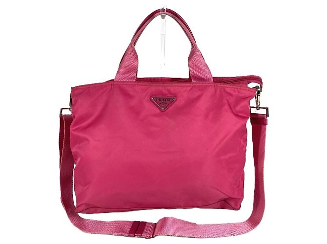 Tote Prada Triangle Logo Plate Bag Pink