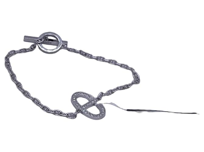 Hermès Pig Nose Diamond Bracelet in 18K White Gold Silvery 