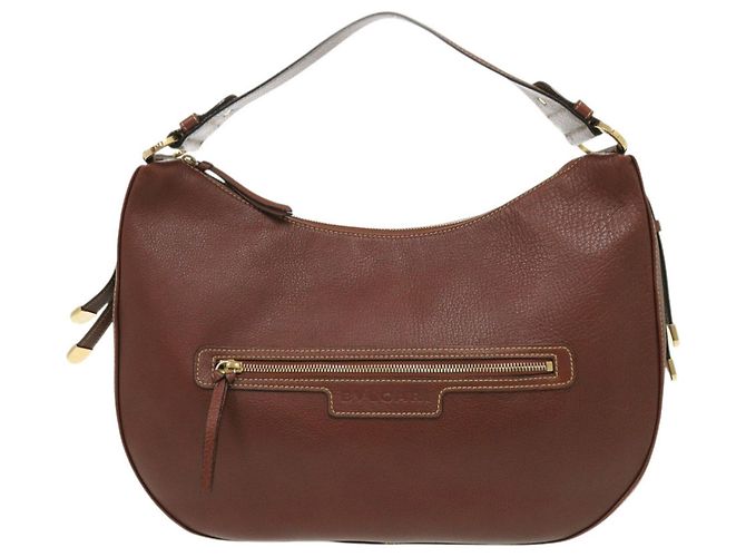 Bulgari Bolsa de ombro Bvlgari em couro marrom