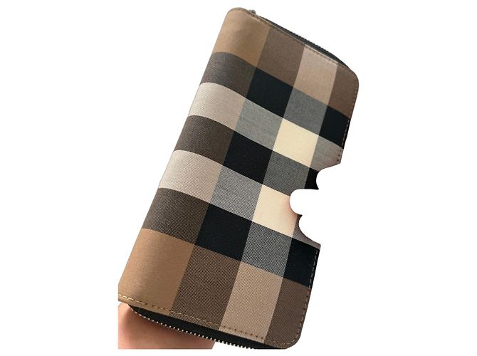 Burberry Check Canvas Zipped Wallet