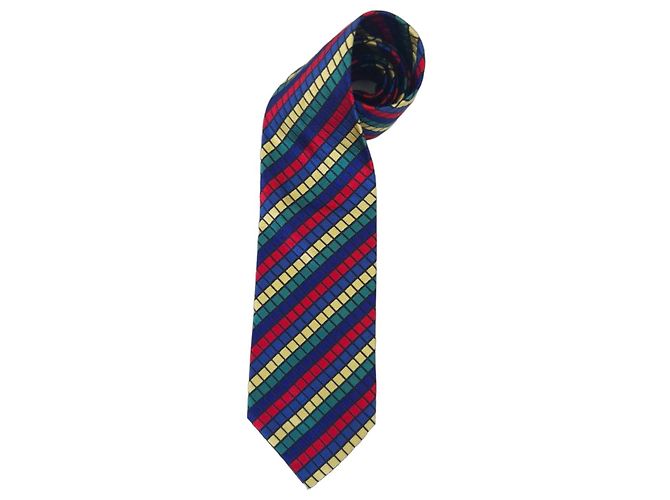 Autre Marque Sorelle Fontana 1970s Silk Checkered Tie Multiple colors