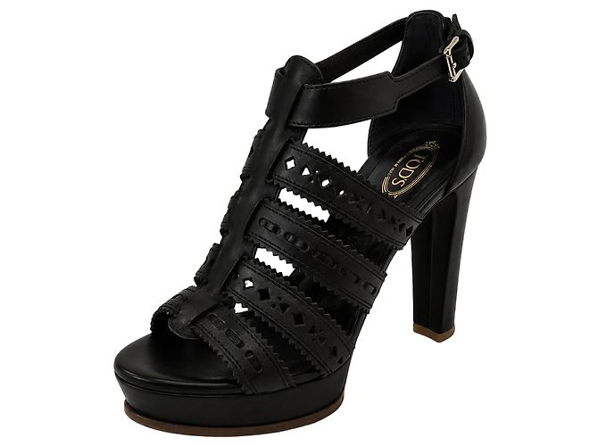 Tod's Sandalias de Plataforma en Cuir Negro