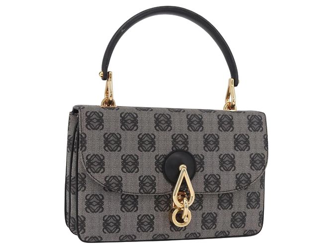 Bolsa de Mão LOEWE Anagram PVC Cinza Ouro Auth 184514V