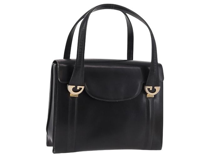 Borsa GUCCI in pelle nera e oro Auth 184460 Nero D'oro