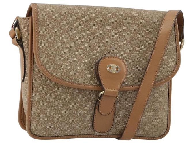 Céline Borsa a Spalla CELINE Macadam Canvas PVC Beige Oro Auth gh2072 D'oro