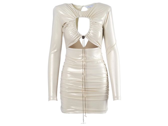 Autre Marque Mini Vestito Danamé Metallic Ruched Cut-Out Giallo Marrone chiaro
