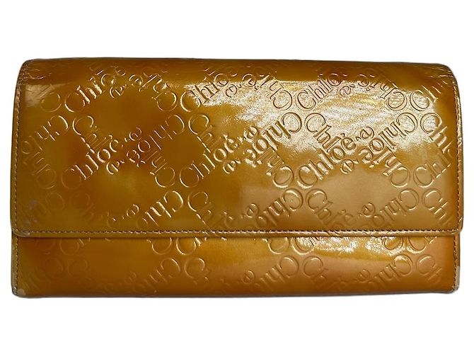 Vintage Chloé Textured Leather Wallet Yellow Gold