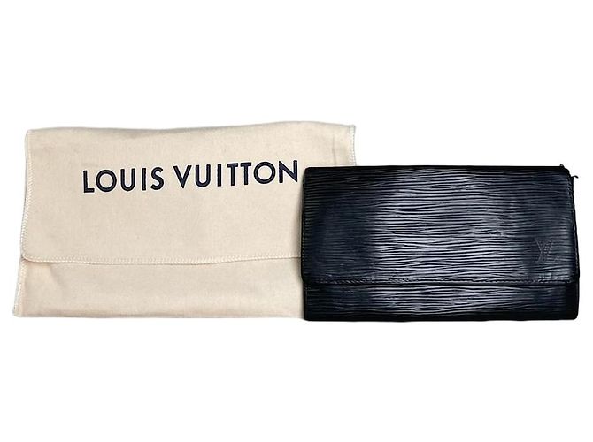 Vintage Louis Vuitton Epi Leder Clutch Schwarz Silber