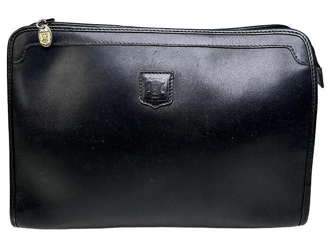 Edge Céline Clutch in pelle vintage Celine nera e argento Nero