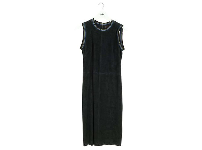 Stouls Vestido de couro preto