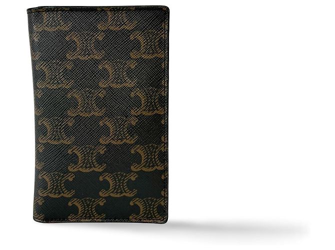 Céline Celine Logo Card Holder Triomphe Coated Canvas Black