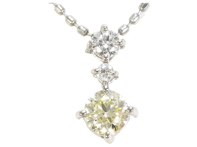 Autre Marque Colar de platina com diamante amarelo