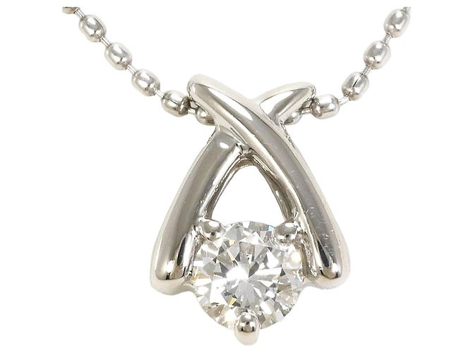 Autre Marque Platinhalskette mit Diamantanhänger