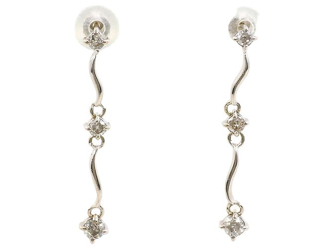 Autre Marque Orecchini pendenti in oro bianco 14K con diamanti D'oro