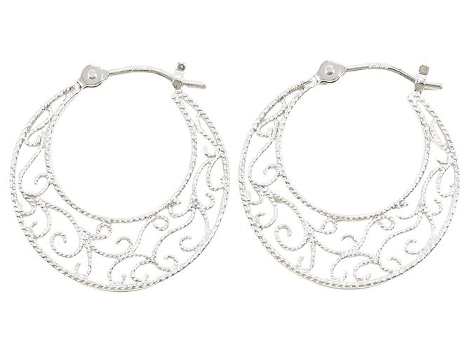 Autre Marque Orecchini a cerchio in oro bianco 14K D'oro