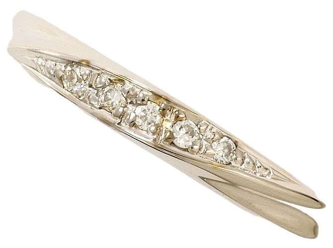 Autre Marque Anel de banda em ouro branco 10K com diamante Dourado