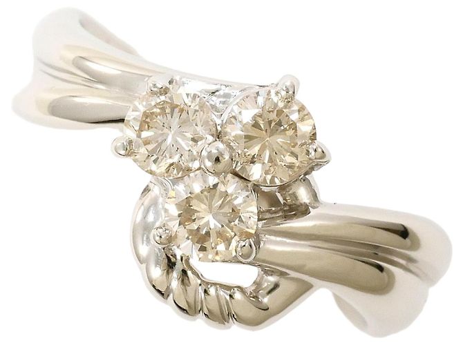 Autre Marque Platin-Ringband mit braunem Diamanten