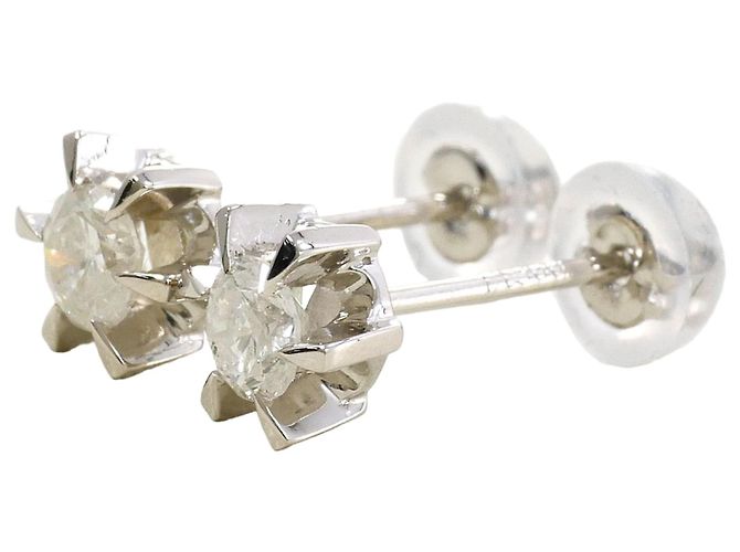 Autre Marque Pendientes de botón de platino y diamantes