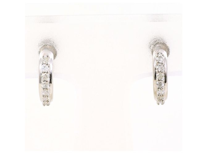 Autre Marque Pendientes de botón de diamante y oro blanco de 14K Dorado