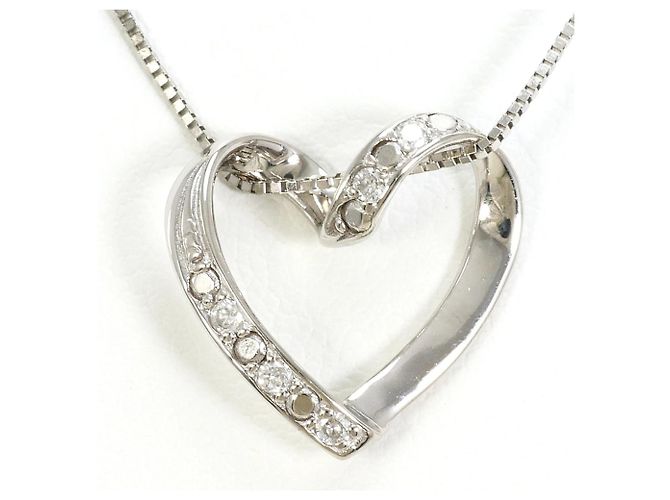 Autre Marque Colar de ouro branco 10K com diamante Dourado