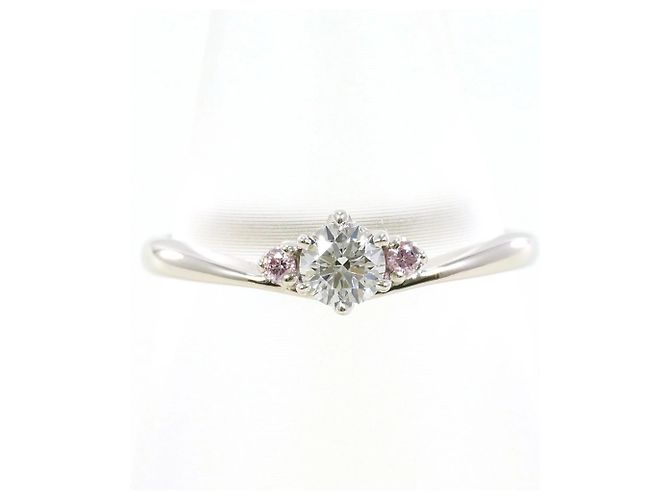 Autre Marque Platin-Ring mit Diamantakzenten Pink
