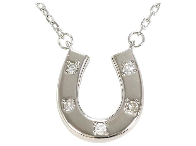 Autre Marque Collar de oro blanco de 14K con diamante Dorado