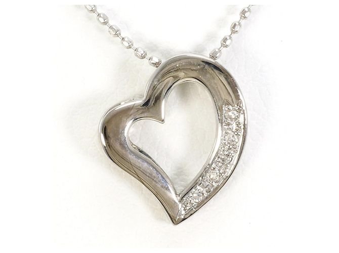 Autre Marque Collar de oro blanco de 14K con diamante Dorado