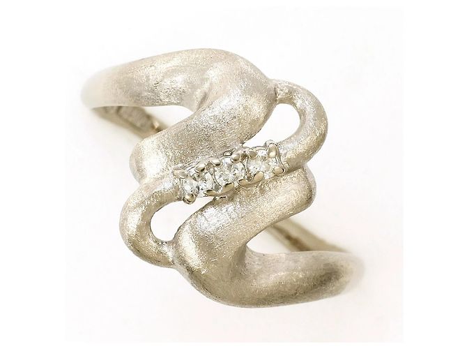Autre Marque 14K Weißgold-Ring mit Diamant Golden